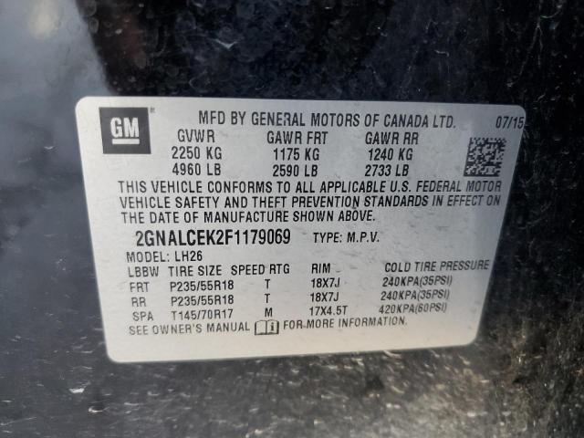 Photo 10 from auction – 2015 CHEVROLET EQUINOX LT with VIN 2GNALCEK2F1179069