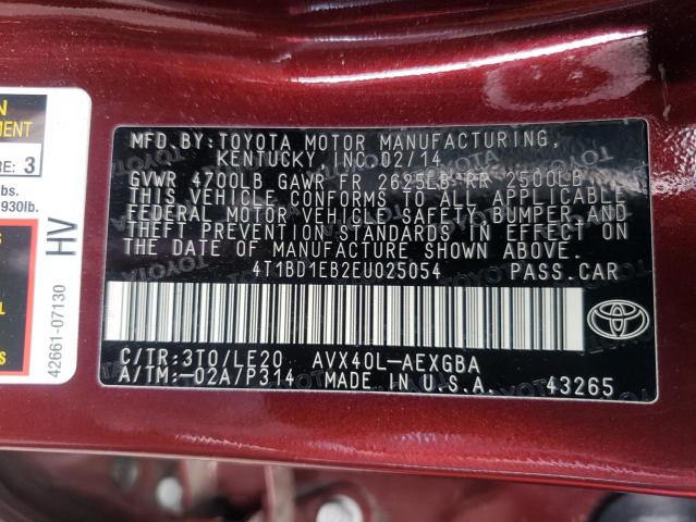Photo 10 from auction – 2014 TOYOTA AVALON HYB with VIN 4T1BD1EB2EU025054