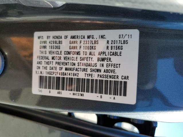 Photo 10 from auction – 2011 HONDA ACCORD LXP with VIN 1HGCP2F49BA141842