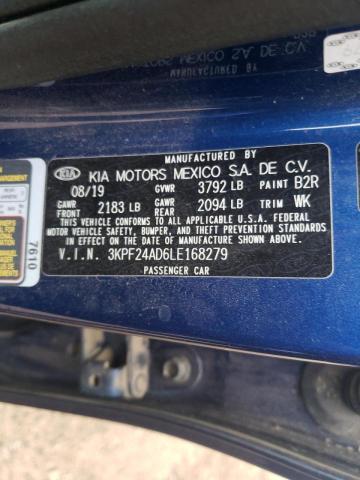 Photo 10 from auction – 2020 KIA FORTE FE with VIN 3KPF24AD6LE168279