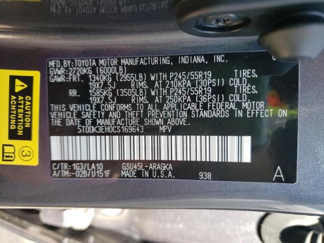 Photo 10 from auction – 2012 TOYOTA HIGHLANDER with VIN 5TDDK3EH0CS169643
