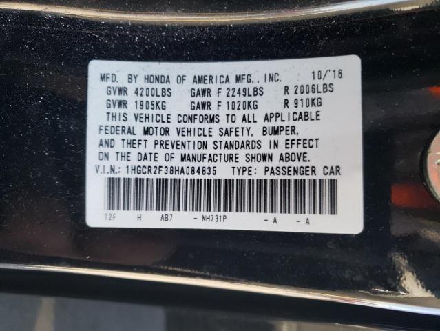 Photo 10 from auction – 2017 HONDA ACCORD with VIN 1HGCR2F38HA084835