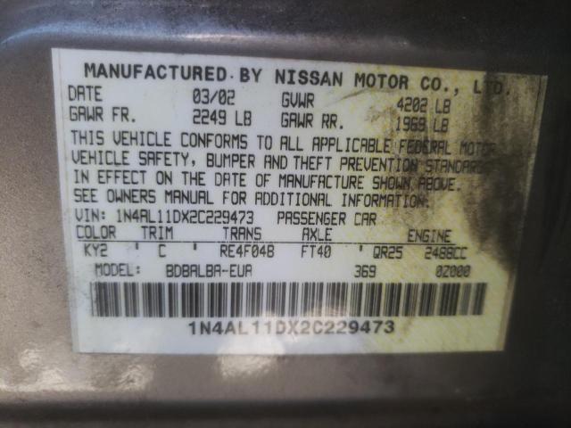 Photo 10 from auction – 2002 NISSAN ALTIMA BAS with VIN 1N4AL11DX2C229473