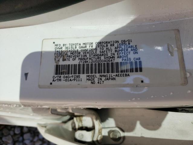 Photo 10 from auction – 2002 TOYOTA PRIUS with VIN JT2BK12U020040647