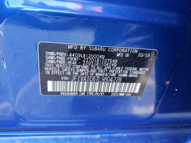 Photo 10 from auction – 2020 SUBARU WRX PREMIU with VIN JF1VA1C67L9804228