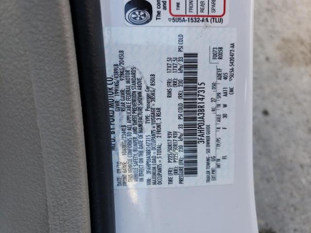 Photo 10 from auction – 2011 FORD FUSION SEL with VIN 3FAHP0JA3BR147315