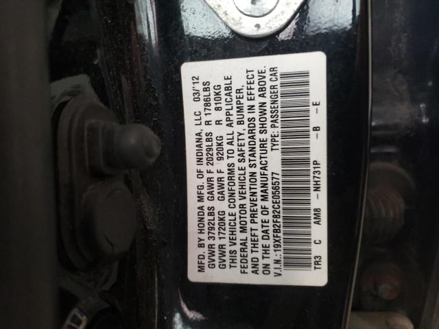 Photo 10 from auction – 2012 HONDA CIVIC EX with VIN 19XFB2F82CE056577