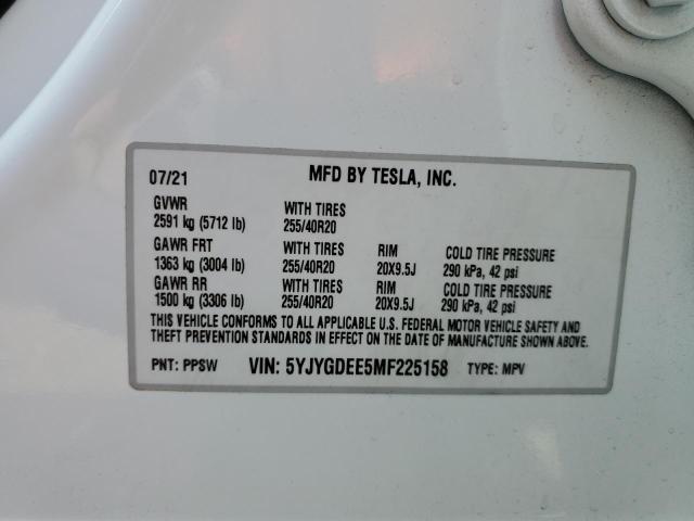 صورة رقم 10 من المزاد - 2021 TESLA MODEL Y مع VIN 5YJYGDEE5MF225158
