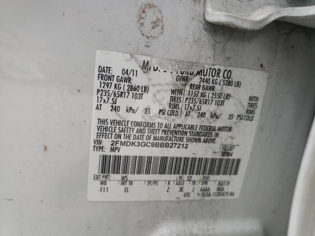 Photo 10 from auction – 2011 FORD EDGE SE with VIN 2FMDK3GC9BBB27212
