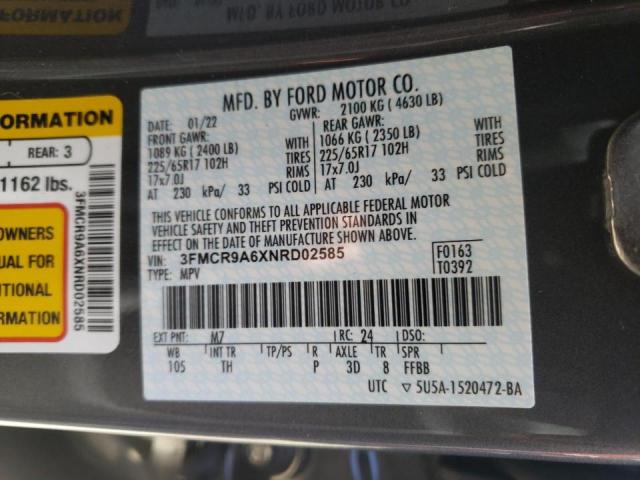 Photo 10 from auction – 2022 FORD BRONCO SPO with VIN 3FMCR9A6XNRD02585