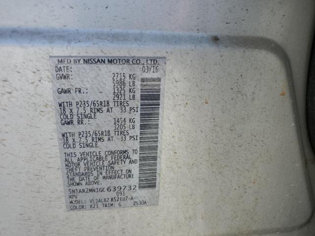Photo 10 from auction – 2016 NISSAN PATHFINDER with VIN 5N1AR2MN1GC639732