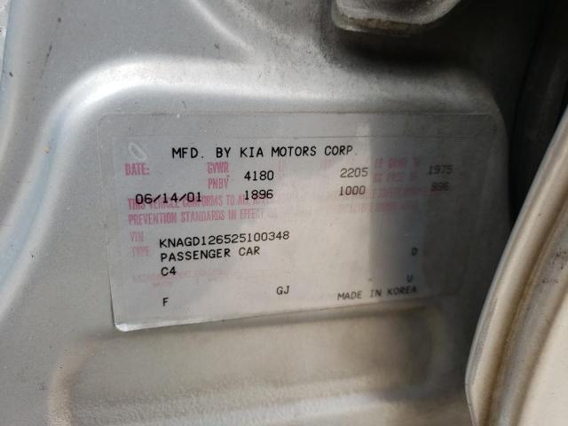 Photo 10 from auction – 2002 KIA OPTIMA MAG with VIN KNAGD126525100348