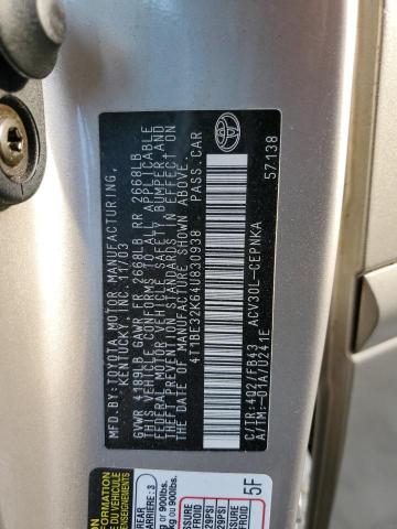 Photo 10 from auction – 2004 TOYOTA CAMRY LE with VIN 4T1BE32K64U830938