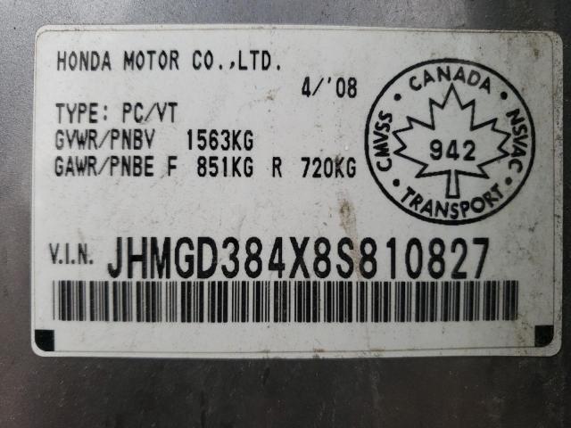 Photo 10 from auction – 2008 HONDA FIT with VIN JHMGD384X8S810827