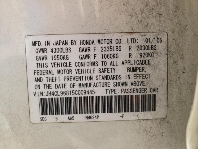 Photo 10 from auction – 2005 ACURA TSX with VIN JH4CL96815C009445