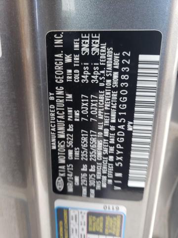 Photo 10 from auction – 2016 KIA SORENTO LX with VIN 5XYPGDA51GG038322