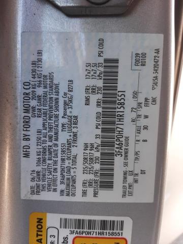 Photo 10 from auction – 2017 FORD FUSION SE with VIN 3FA6P0H71HR158551