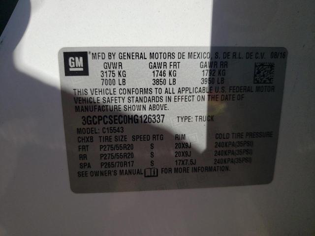 Photo 10 from auction – 2017 CHEVROLET SILVERADO with VIN 3GCPCSEC0HG126337