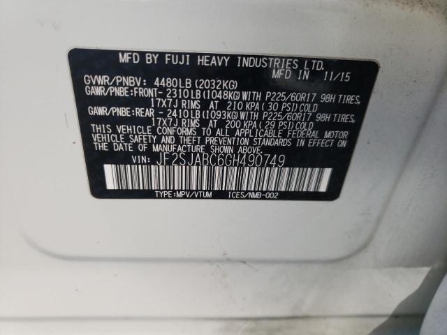 Photo 10 from auction – 2016 SUBARU FORESTER 2 with VIN JF2SJABC6GH490749