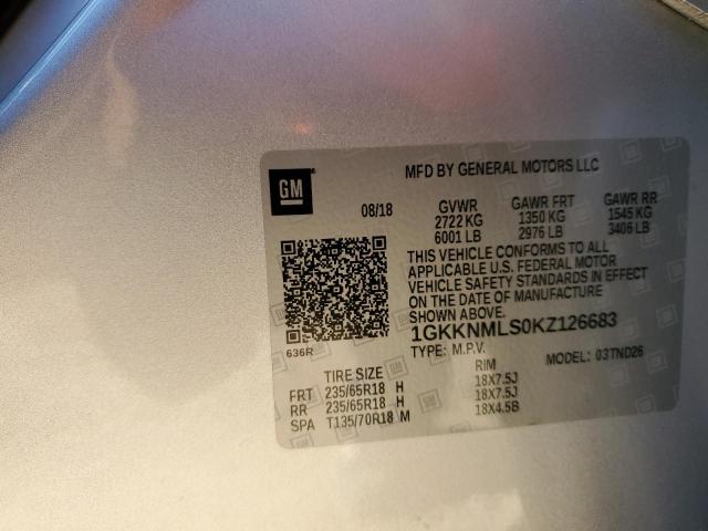Photo 10 from auction – 2019 GMC ACADIA SLT with VIN 1GKKNMLS0KZ126683