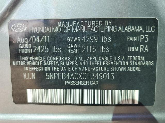 Photo 10 from auction – 2012 HYUNDAI SONATA GLS with VIN 5NPEB4ACXCH349013