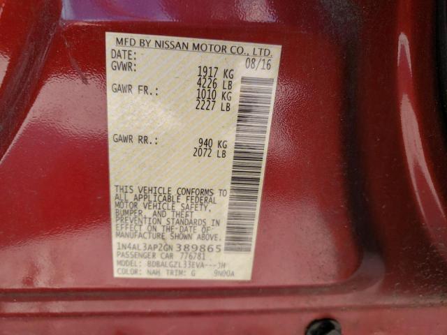 Photo 10 from auction – 2016 NISSAN ALTIMA 2.5 with VIN 1N4AL3AP2GN389865