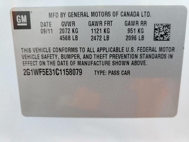 Photo 10 from auction – 2012 CHEVROLET IMPALA LS with VIN 2G1WF5E31C1158079