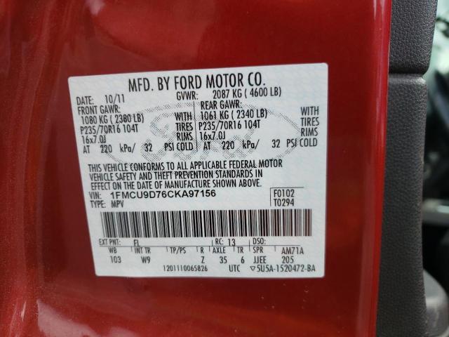 Photo 10 from auction – 2012 FORD ESCAPE XLT with VIN 1FMCU9D76CKA97156