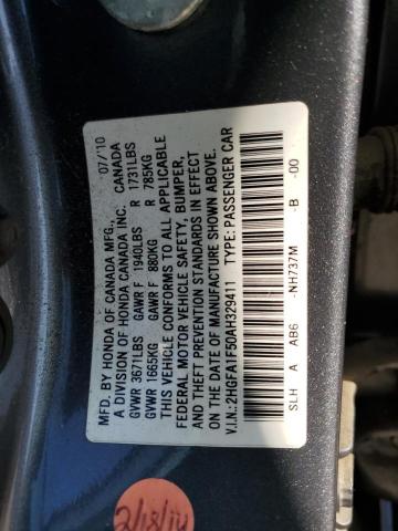 Photo 10 from auction – 2010 HONDA CIVIC LX with VIN 2HGFA1F50AH329411