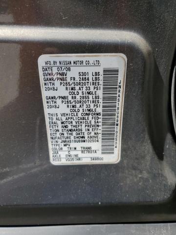 Photo 10 from auction – 2009 INFINITI FX35 with VIN JNRAS18U89M102504