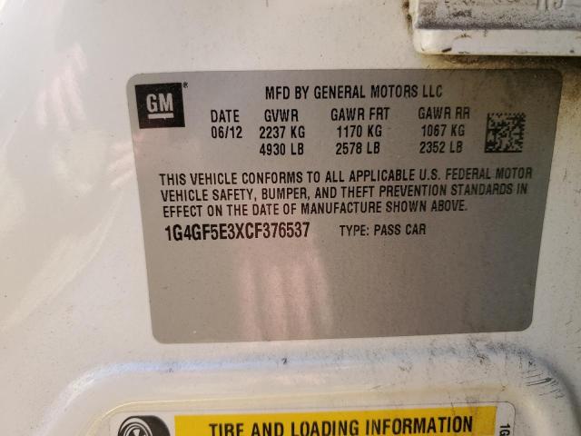 Photo 10 from auction – 2012 BUICK LACROSSE P with VIN 1G4GF5E3XCF376537
