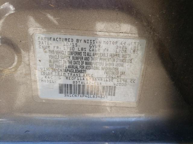 Photo 10 from auction – 2016 NISSAN VERSA S with VIN 3N1CN7AP4GL834825