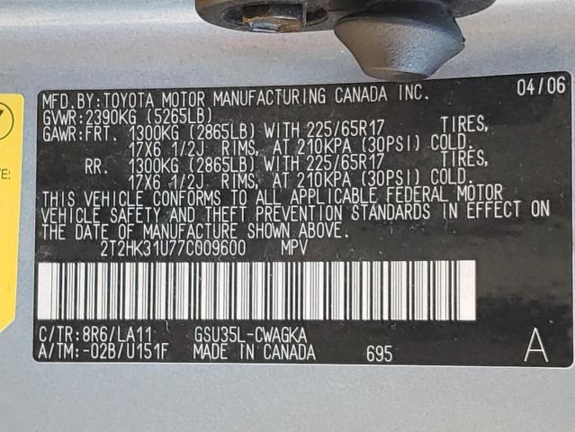 Photo 10 from auction – 2007 LEXUS RX 350 with VIN 2T2HK31U77C009600