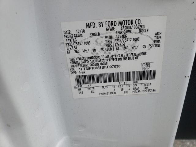 Photo 10 from auction – 2011 FORD F150 with VIN 1FTMF1CM8BKD07038