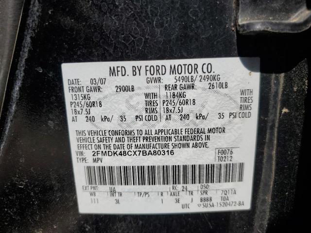 Photo 10 from auction – 2007 FORD EDGE SEL with VIN 2FMDK48CX7BA80316