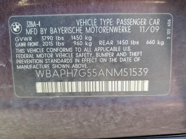 Photo 10 from auction – 2010 BMW 328 I with VIN WBAPH7G55ANM51539