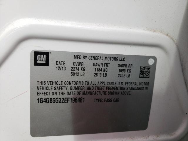 Photo 10 from auction – 2014 BUICK LACROSSE with VIN 1G4GB5G32EF196481