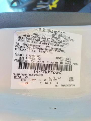 Photo 10 from auction – 2010 FORD FOCUS SE with VIN 1FAHP3FN3AW258682