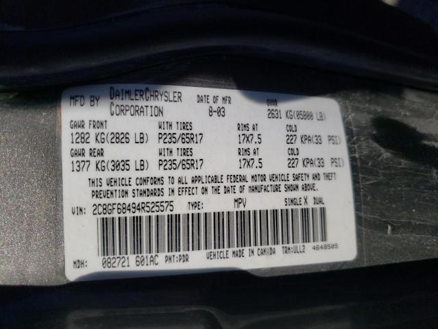 Photo 10 from auction – 2004 CHRYSLER PACIFICA with VIN 2C8GF68494R525575