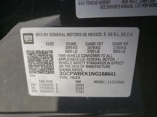 Photo 10 from auction – 2022 CHEVROLET SILVERADO with VIN 3GCPWBEK1NG168641