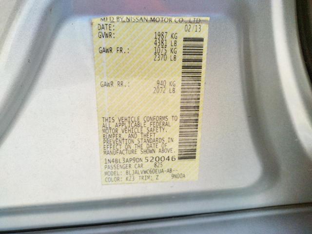 Photo 10 from auction – 2013 NISSAN ALTIMA 3.5 with VIN 1N4BL3AP9DN520046