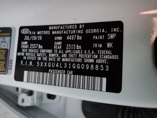 Photo 10 from auction – 2016 KIA OPTIMA EX with VIN 5XXGU4L31GG098853