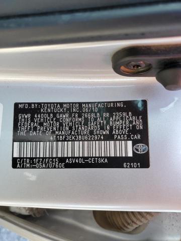 Photo 10 from auction – 2011 TOYOTA CAMRY BASE with VIN 4T1BF3EK3BU622974