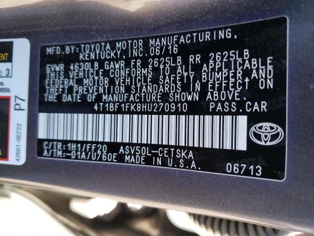 Photo 10 from auction – 2017 TOYOTA CAMRY LE with VIN 4T1BF1FK8HU270910
