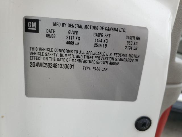 Photo 10 from auction – 2008 BUICK LACROSSE C with VIN 2G4WC582481333091