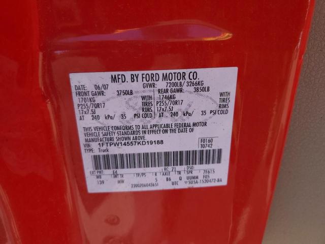 Photo 10 from auction – 2007 FORD F150 SUPER with VIN 1FTPW14557KD19188