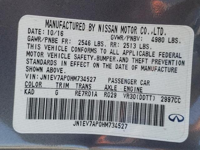 Photo 10 from auction – 2017 INFINITI Q50 PREMIU with VIN JN1EV7AP0HM734527