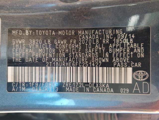 Photo 10 from auction – 2015 TOYOTA COROLLA with VIN 2T1BURHE6FC251427