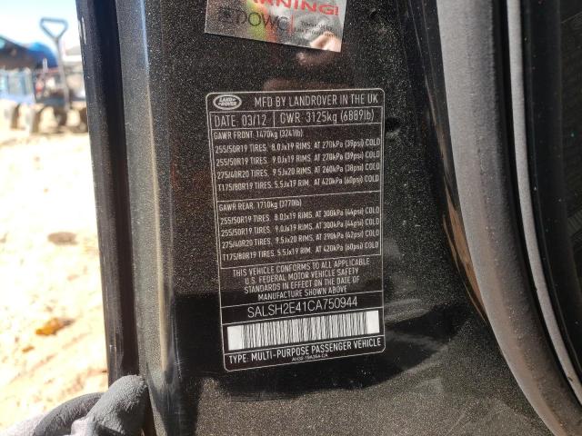 Photo 10 from auction – 2012 LAND ROVER RANGE ROVE with VIN SALSH2E41CA750944