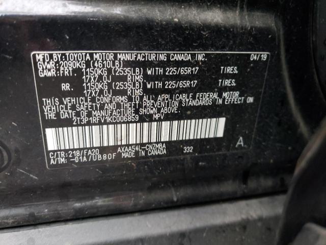 Photo 10 from auction – 2019 TOYOTA RAV4 XLE with VIN 2T3P1RFV1KC006859